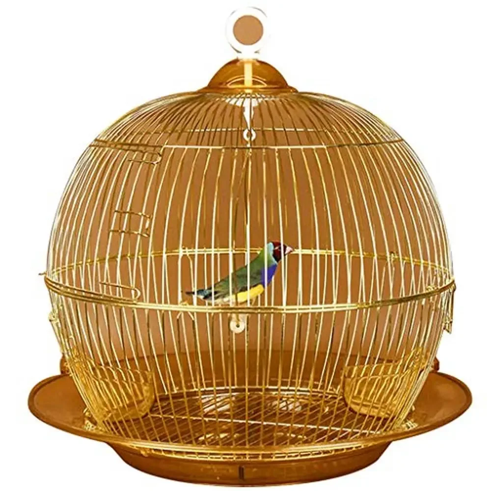 

Decorative Bird Cage Parakeets Swing Drinking Fountain Elegant Golden Parrot Dove Grass Nest Stick Clothing Kit Flight Cage