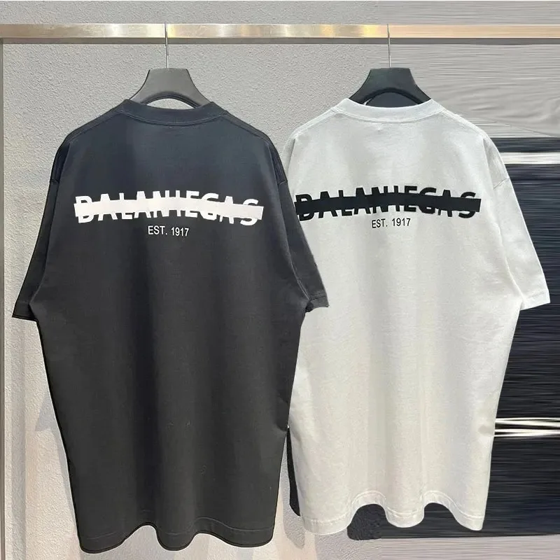 Luxury Brand Balaniegas Letter Printing Short Sleeve Summer T-shirt Men Tee Women Round Neck Cotton Tops Y2k Streetwear Clothing