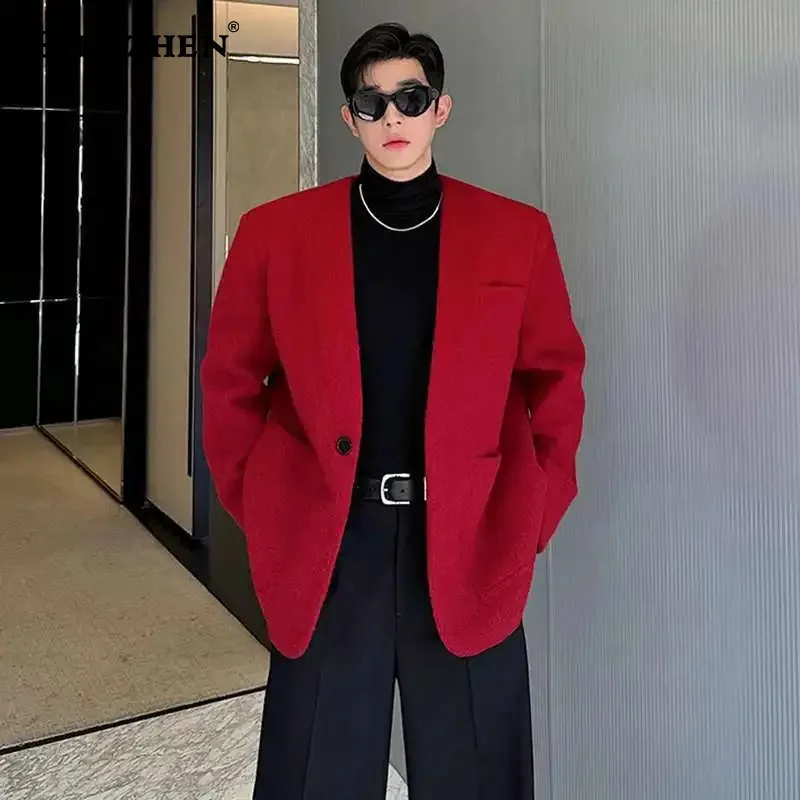

LUZHEN Handsome Design Blazer Personalized Versatile Original Woolen Coat Elegance Luxury Korean Casual Suit Jackets Male JY5472