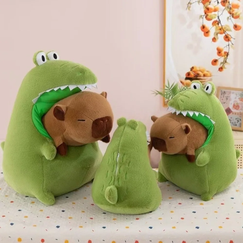 New Capybara Soft Detachable Cartoon Anime Toy Green Crocodiles Cute Cushion Pillow Birthday Gift