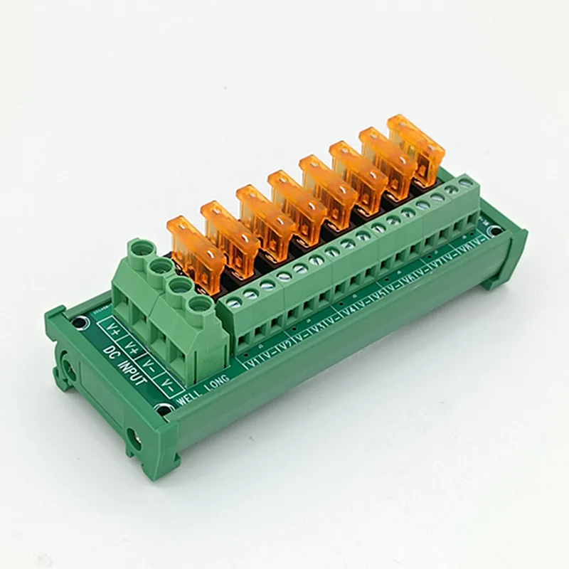 

8 Position DIN Rail Mount DC Power Fuse Distribution Strip Module Terminal Block