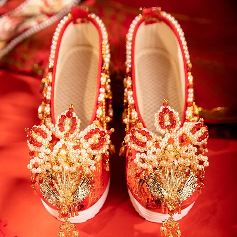 

CY288 2024 Spring New Show Wo Wedding Shoes Chinese Bride Wedding Red Style Hanfu Shoe