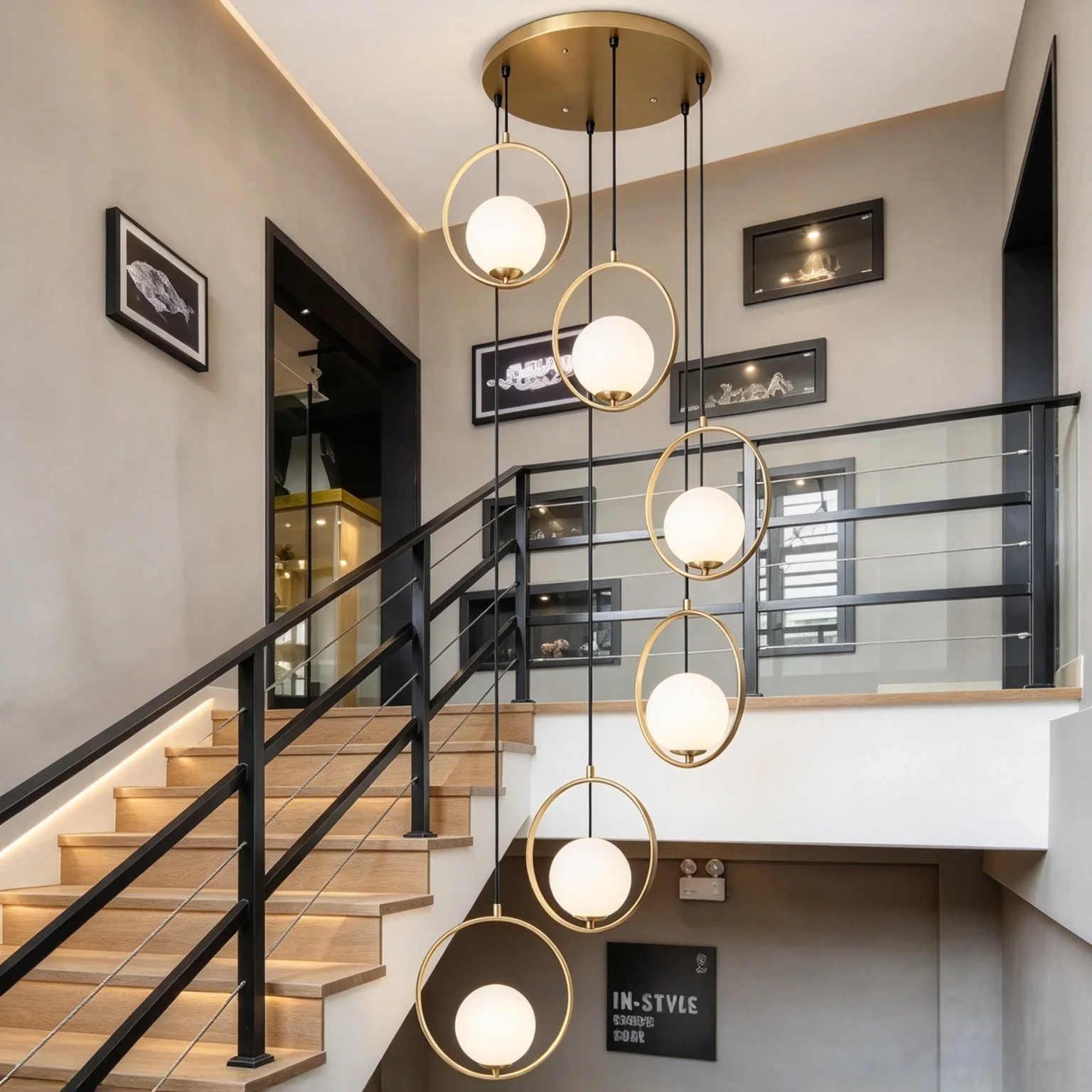 Antique Bronze Sphere Glass Pendant Light Modern Light Luxury LED Hanging Lamp G9 Bulb 110V-220V Custom Size Stairwell Villa