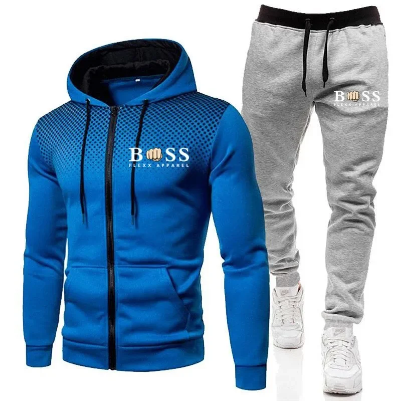 Heren trainingspak met capuchon + broek met rits Hoge kwaliteit herfst winter warm joggen sportkleding mode pak designer kleding herensets