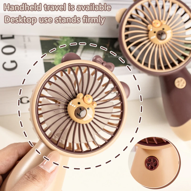 만화 휴대용 미니 USB 충전식 조용한 책상 팬 - 자동차 인테리어, 기숙사 및 사무실을 위한 휴대용 여름 냉각 솔루션