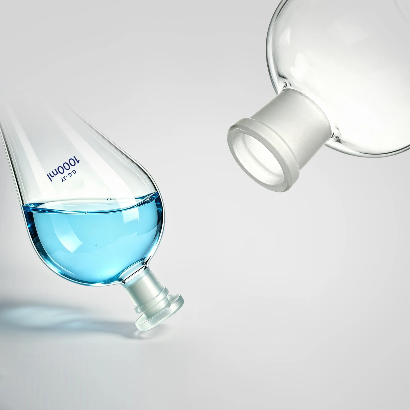 1 piece 500ml glass pear-shaped separatory funnel, PTFE/glass piston, oil-water separator