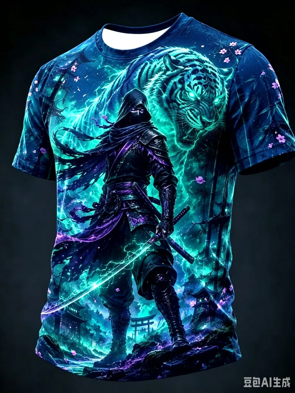 Ninja Tiger Pattern Gothic Punk Style 3D Print Sport Quickdry Breath Men Plus-sizeTShirt Outdoor Street Casual ParentChild Cloth