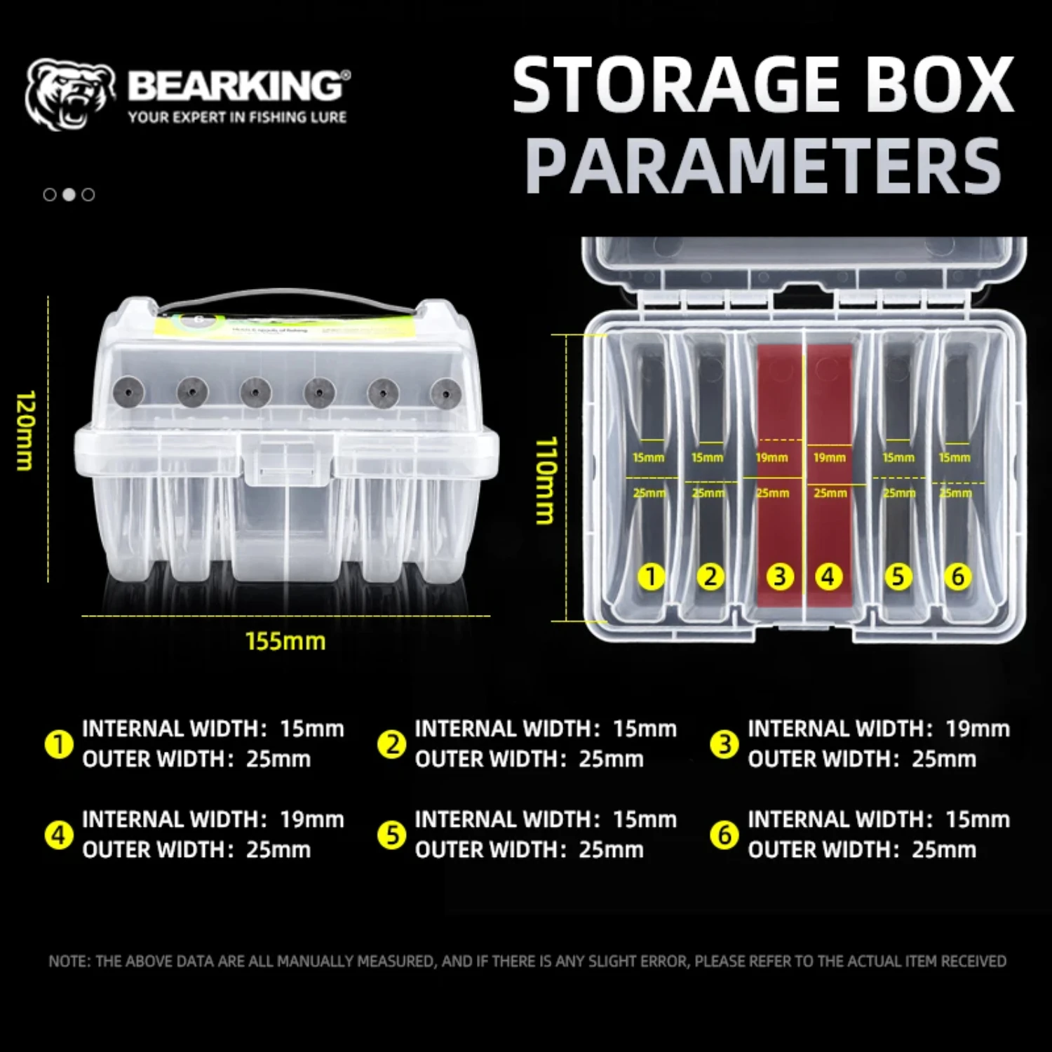 Fishing Tackle box 6 Compartments Fishing Accessories Line Hook  Case Double Sided Fishing Tool organizer boxes