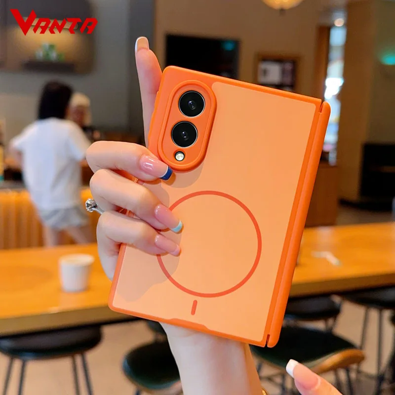 Z Fold8 Wide for Magsafe Magnetic Matte Case for Samsung Galaxy Z Fold 8 Ultra 7 6 5 4 Y2K Color Blocked Hinge Protection Cover