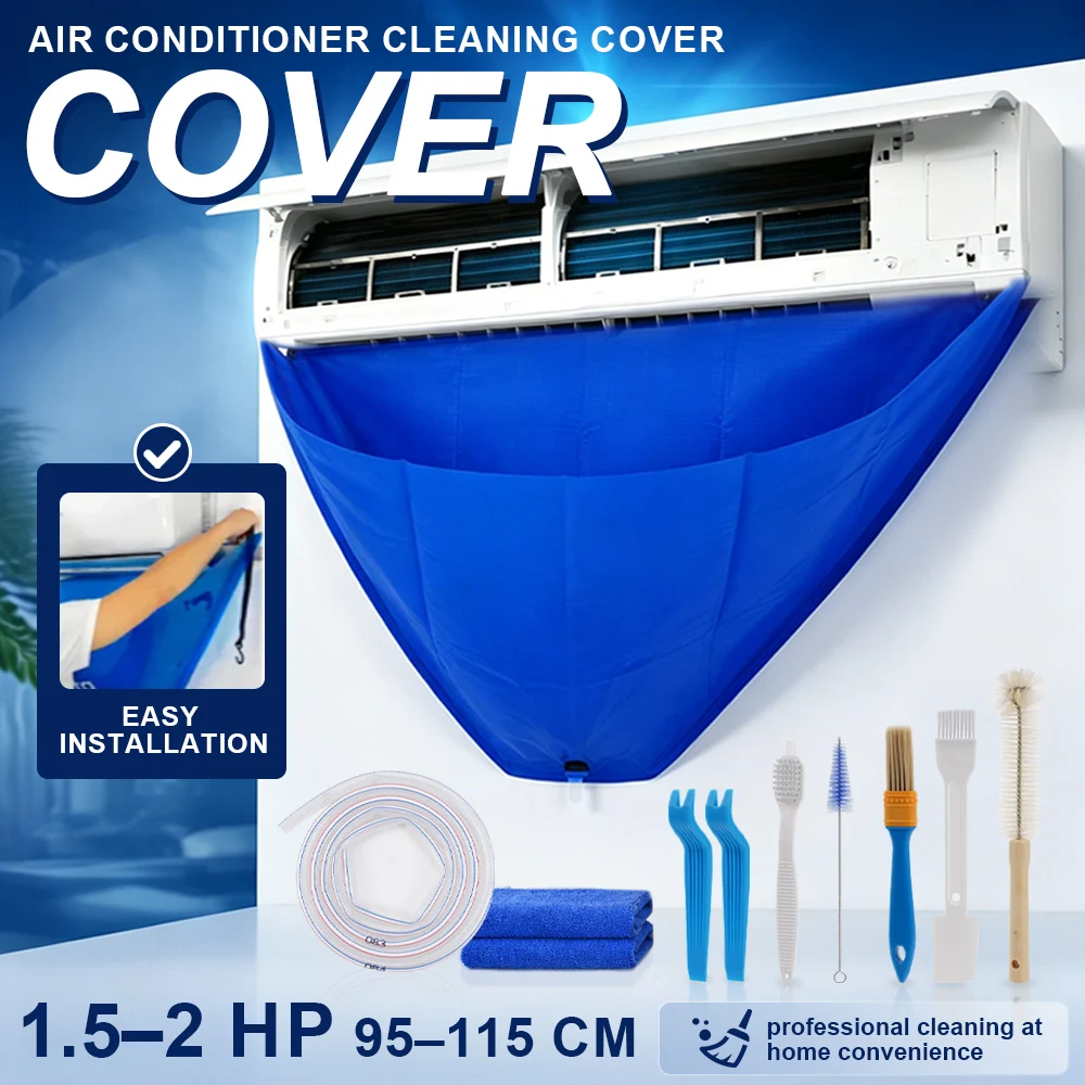 95-150cm Air Conditioner Waterproof Cleaning Bag With Drain Pipe, Anti Splash Washing Kit Fit 1-2P Split Indoor Aircon Cleaner