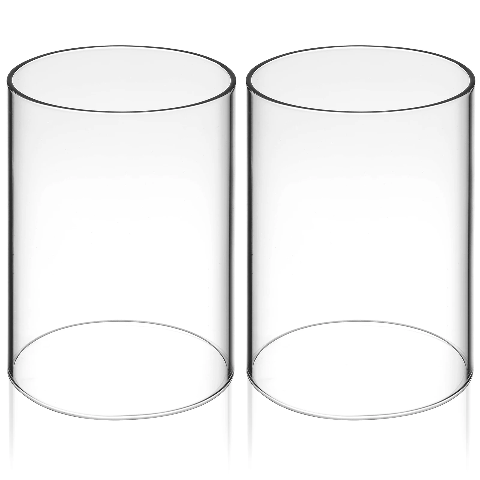 قطعتان من أغطية أنبوبية مفتوحة الأطراف من الزجاج الشفاف لحاملات الديكور للاستخدام المنزلي المقاوم للرياح