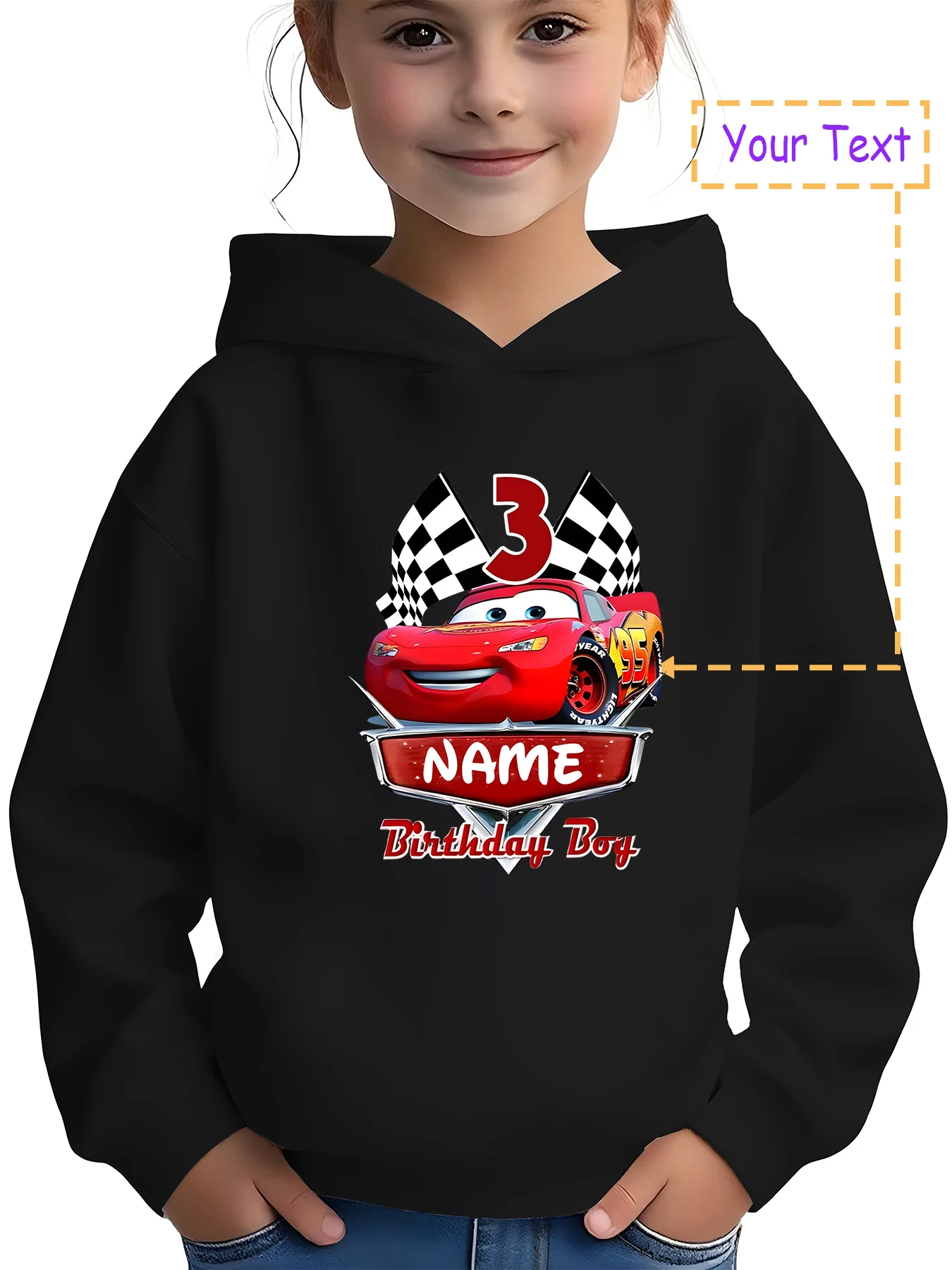 

MINISO Cars Birthday Hoodie - Lightning McQueen's birthday hoodie, perfect for birthday parties or everyday commemorations. Cust