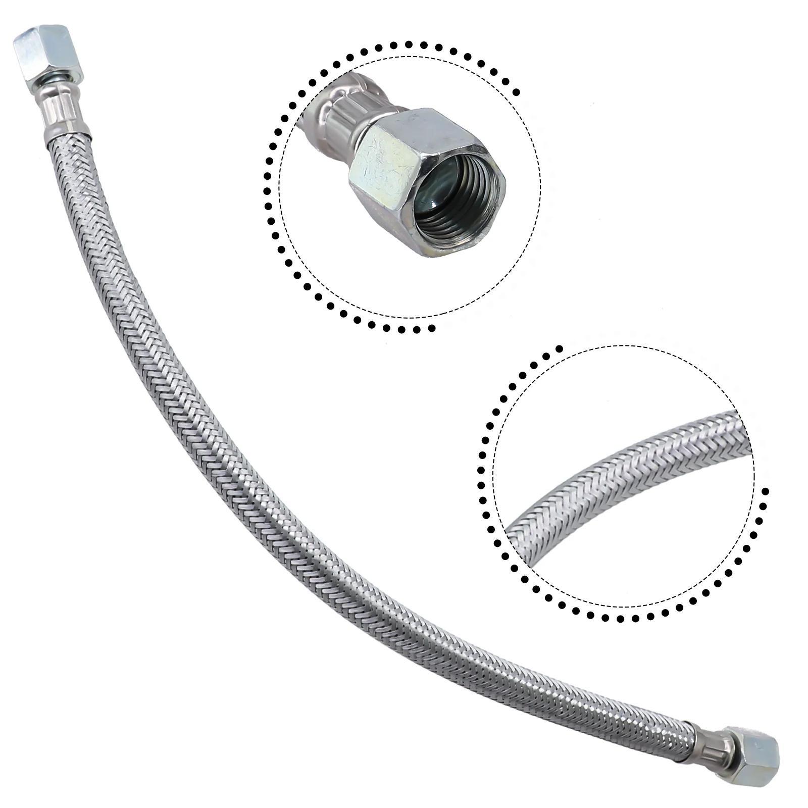 Tuyau de compresseur d'air en acier inoxydable, pompe à air sans huile, raccord de tube de raccordement, 14mm, 0.55 pouces, 350mm, 13.7 pouces, 1PC