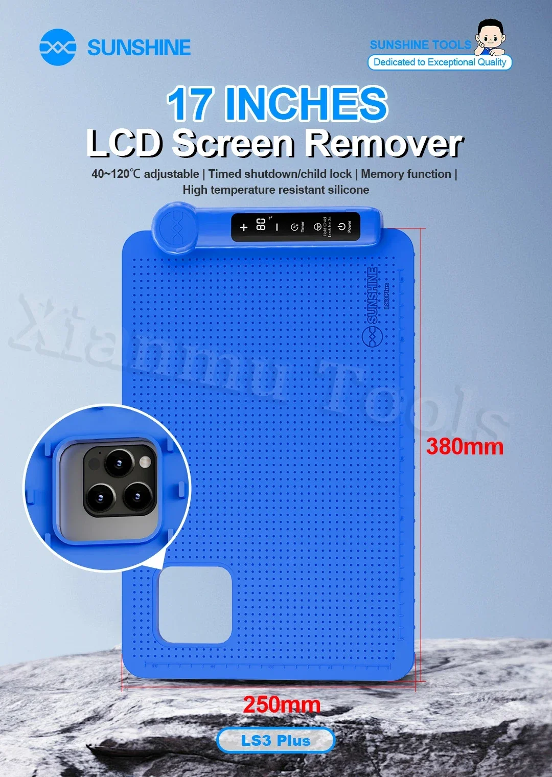 SUNSHINE LS3 Plus LCD Screen Remover 17 Inches large Space Resistant Silicone for Mobile Phones Tablet Screens Repair tools set