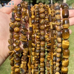 Natural Stone Beads Yellow Tiger Eye Irregualr Rondelle Round Loose Beads For Jewelry Making Beadwork DIY Bracelet Necklace 15‘’