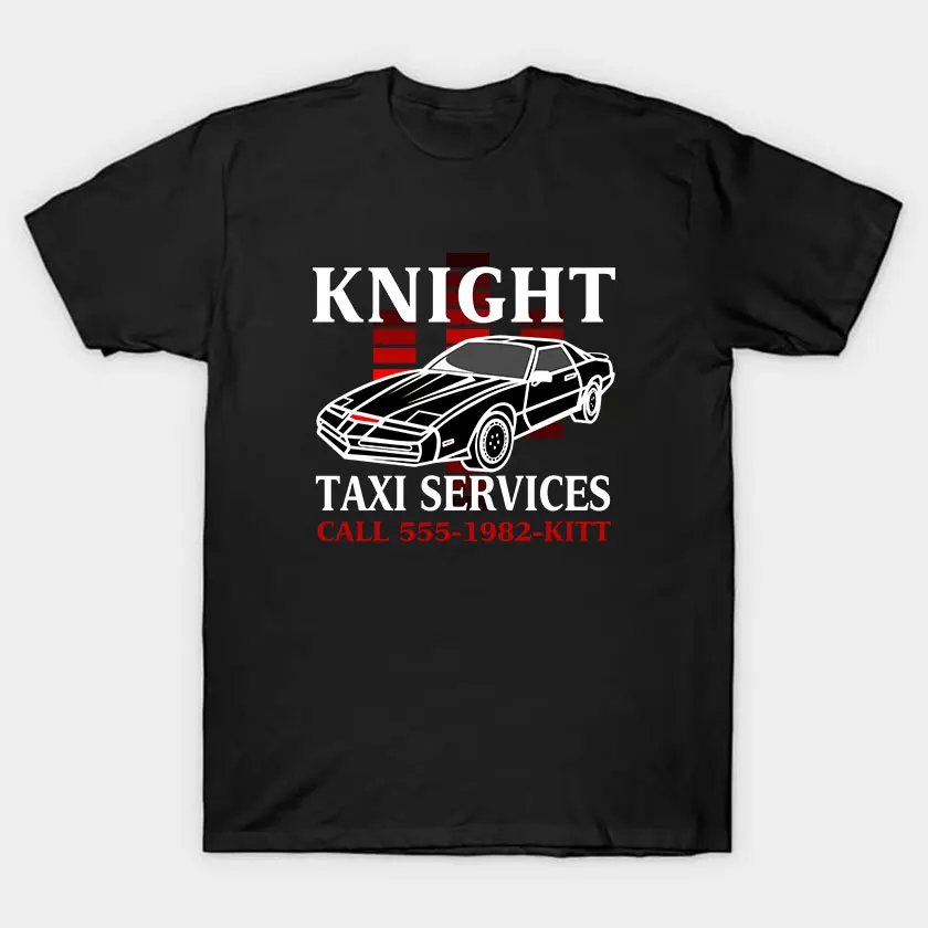 Knight Taxi Services Retro 80s tv series a team David hasselhoff kitt knight rider industries men's T Shirt printed clothing