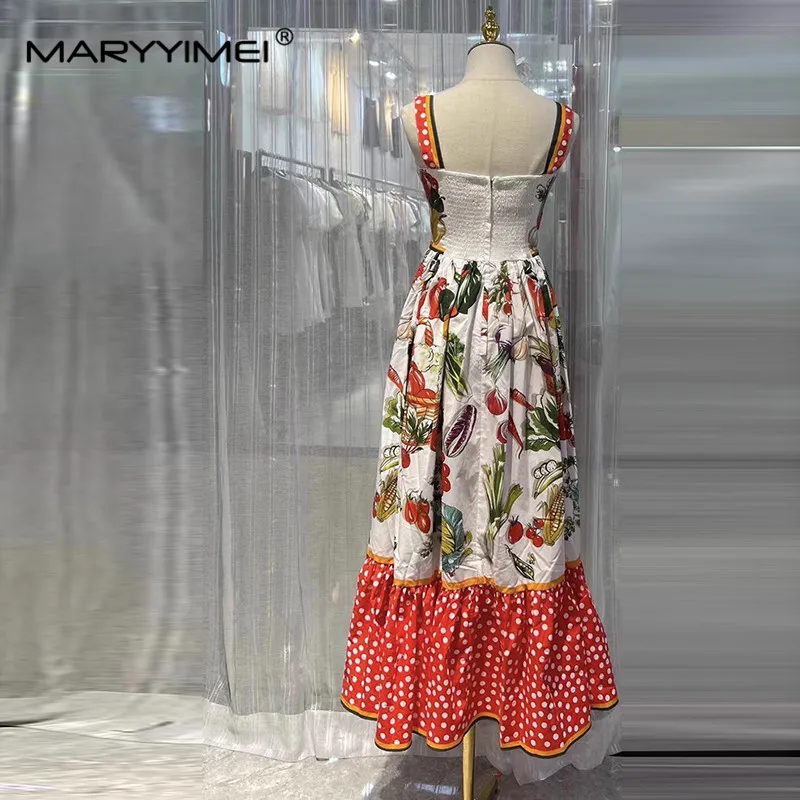 MARYYIMEI New Fashion Runway Women's Matching Dress With The Same Vegetable Polka Dot Positioning Printing Big Swing Dress