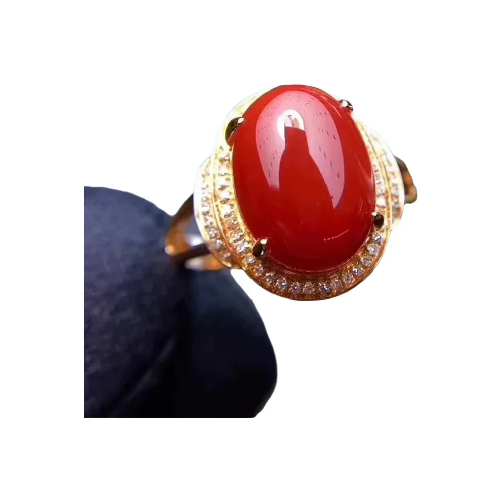 KJJEAXCMY-925 Sterling Silver Inlaid Natural Gemstone Ring Women, Red Coral Fashion, Fine Jewelry, Birthday Party Gift, Wedding,