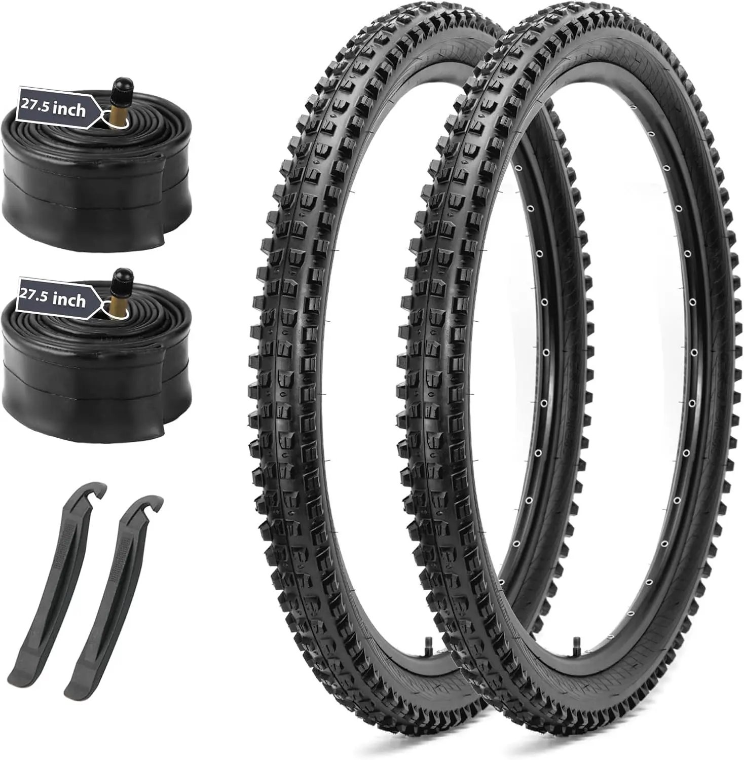 

Mountain Bike Tires Set: 2 Pack 26x2.4/27.5x2.4/ 29x2.4 Inch Folding Bicycle Tires Replacement and Pair 26/27.5/29 Inch Inner Tu