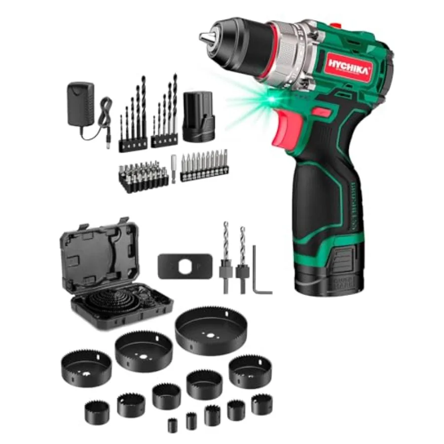 

16.8V Brushless Power Drill Driver Hole Saw Kit 3/4" to 5" 19mm-127mm Tool Combo Kit