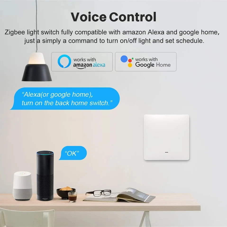 Imagem -03 - Miucda Tuya Zigbee Switch com sem Neutro Inteligente sem Fio Padrão da ue Maneiras de Controle Interruptor de Luz Trabalho com Alexa Google Home