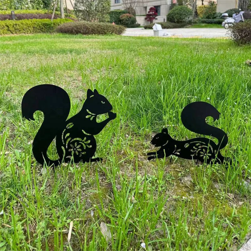 

Металлические садовые колья с белками, декоративные уличные металлические статуи белки, набор из 2 шт., для декора сада и патио-AA98