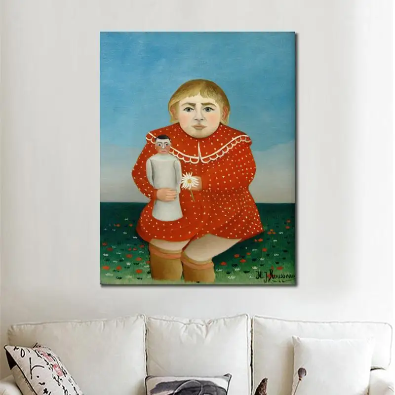 wall art modern The girl with a doll Henri Rousseau Paintings Hand painted High quality