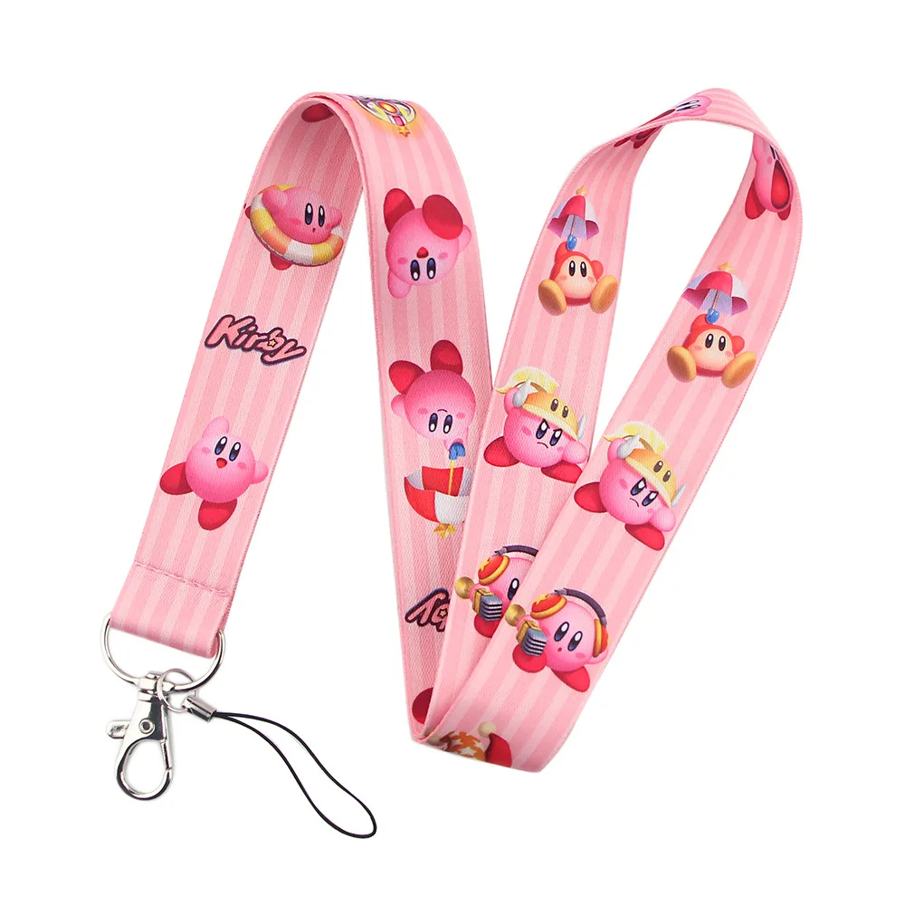 

Game Anime Kirby Lanyard Neck Strap for Cute Pink Star-Kirby Characters Keys USB ID Card Holder for Girls Children Birthday Gift