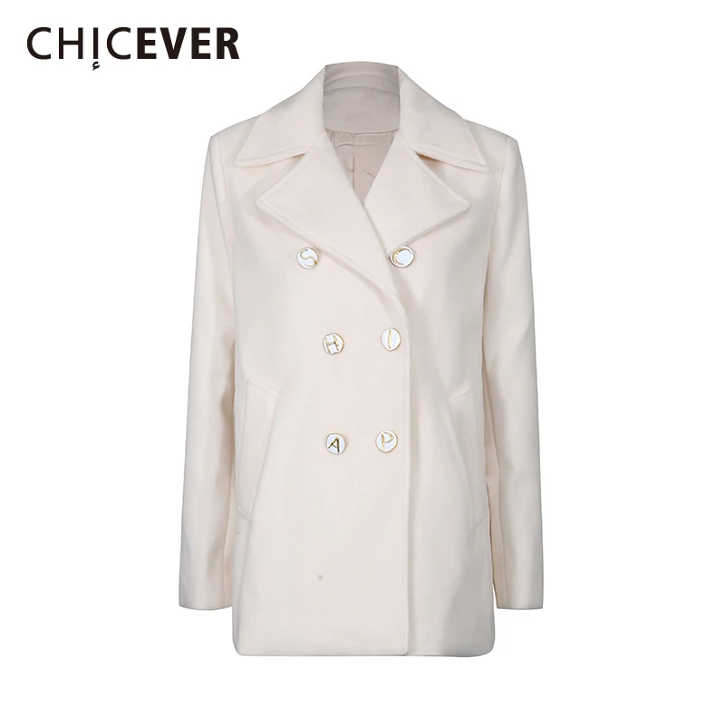 

CHICEVER однотонная двубортная куртка женская с лацканами и длинным рукавом свободные офисные женские куртки осенняя мода новинка