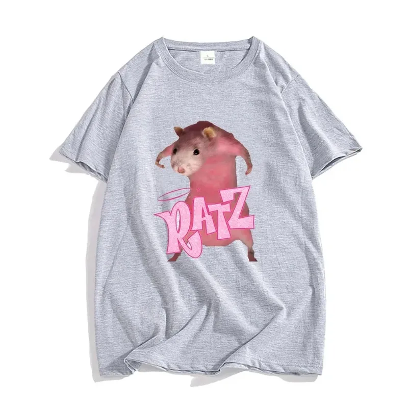 Koszulka damska z nadrukiem w stylu Ratz mysz z kreskówkowym nadrukiem T-shirt z krótkim rękawem Casual Kawaii letni t-shirt z okrągłym dekoltem