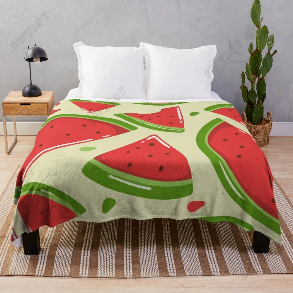 Red Watermelon Soft Throw Blanket Queen Lightweight Flannel Blanket for Couch Bed Sofa Decor Travelling Camping for Kids Adults