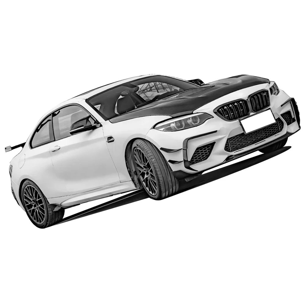 For BMW F87 M2C MP Style Dry Carbon Fiber Front Lip Rear Diffuser Side Skirts for 19-22 Models