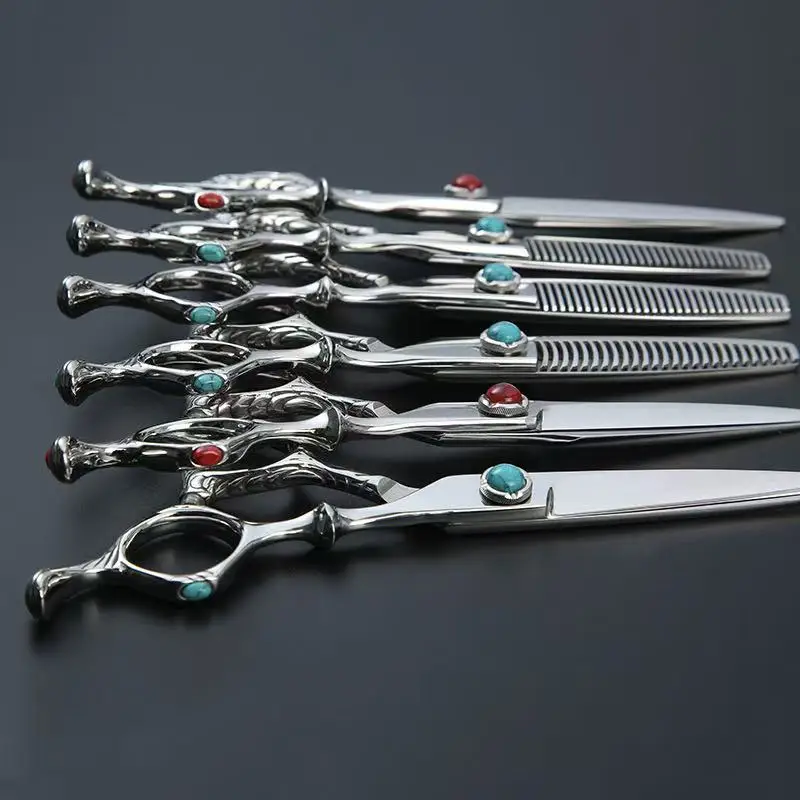 Professional Barber Scissors Japan 440C steel Multifunctional thinning scissors Hairdressing Tools Accessories 5.5-6-6.5-7inch