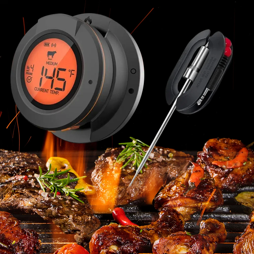 Wireless Digital Bluetooth-compatible Smart Dome Grill Thermometer for iOS and for Android for Meat Food Barbecue Charcoal Grill