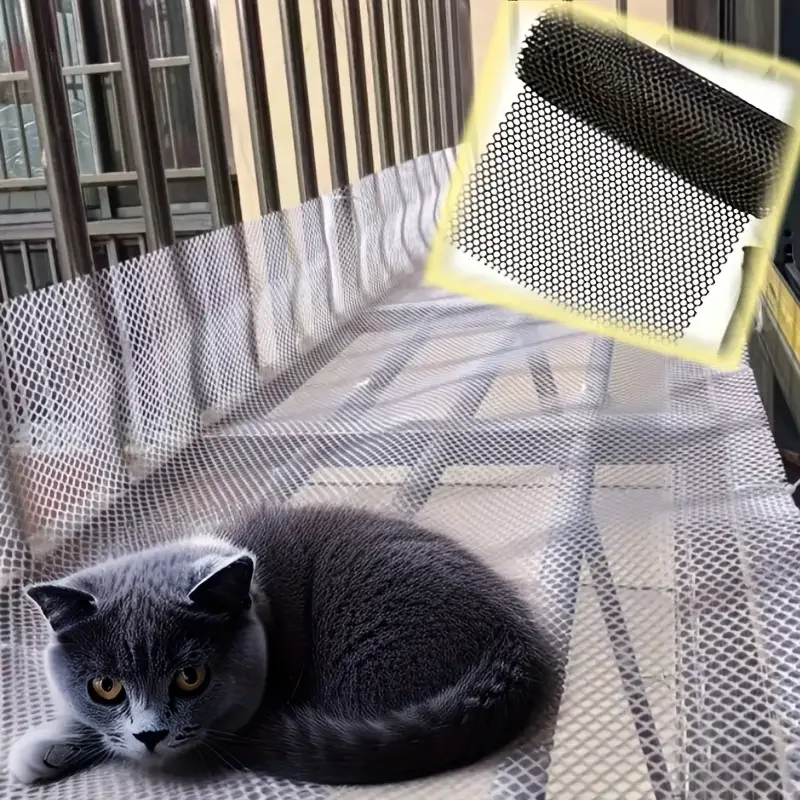 Red de seguridad duradera para balcón de gatos, barandilla de malla de plástico para protección de mascotas, evita caídas y garantiza los espacios de descanso seguros para gatos