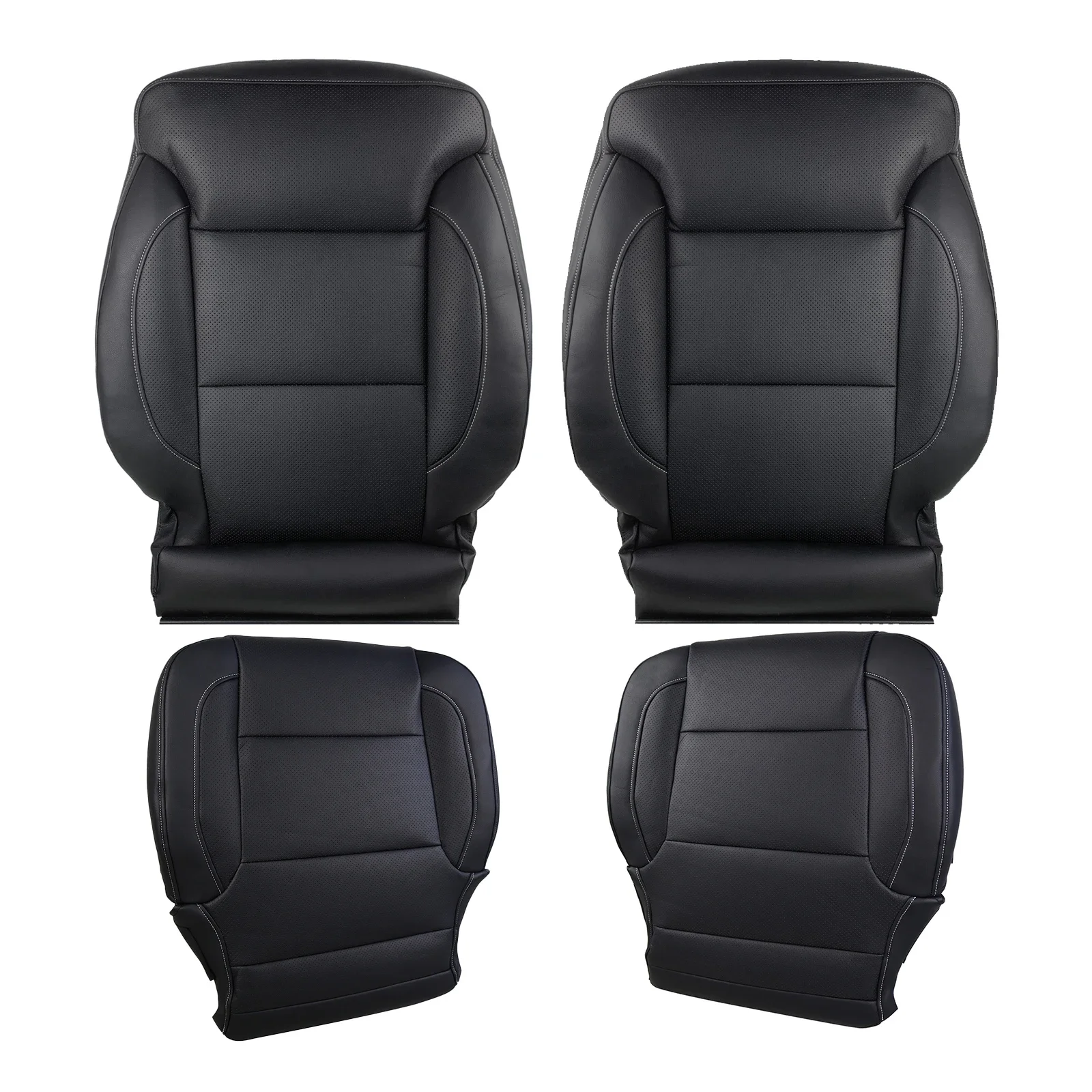 أسفل/الظهر أغطية مقاعد جلدية سائق/غطاء مقعد جانبي للركاب لاستبدال سيلفرادو 1500 2500 2015-2019 #1