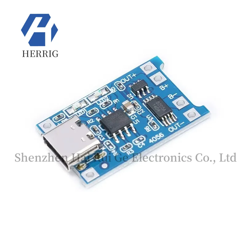 

TP4056 1A lithium battery charging board module with Type-C USB interface for charging and protection, all-in-one