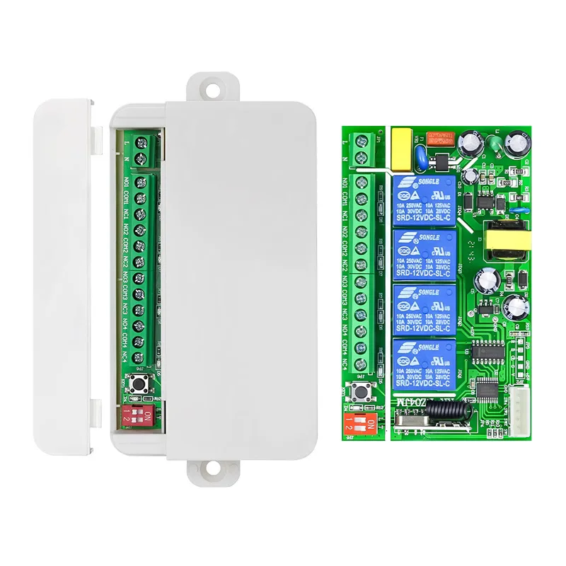 AC110V  220V  4 CH  RF Wireless Remote Control switch    Receiver  transmitter electric door/Fan/garage door/lighting 433mhz