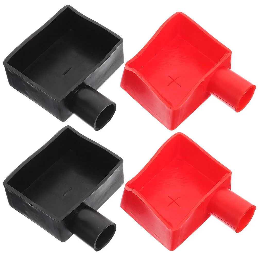 

4pcs Terminal Protector Square Design Soft Material High Temp Resistant Universal Fit For Car Truck Motorcycle
