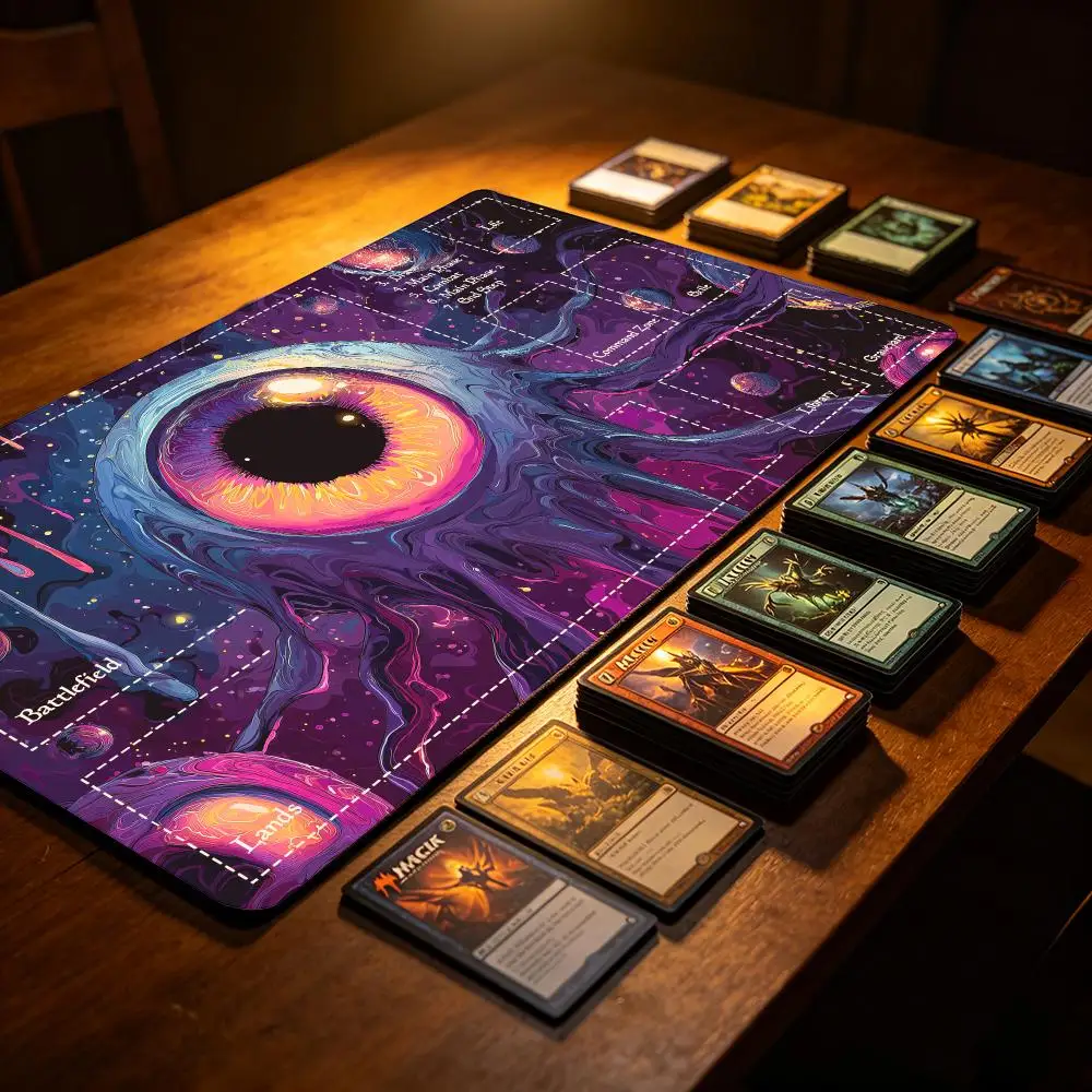 Magic 14*24in Card Playmat with Zones Game Mats Tabletop TCG Battles Commander Gaming Mouse pad Duel deskmat Devil's Eye