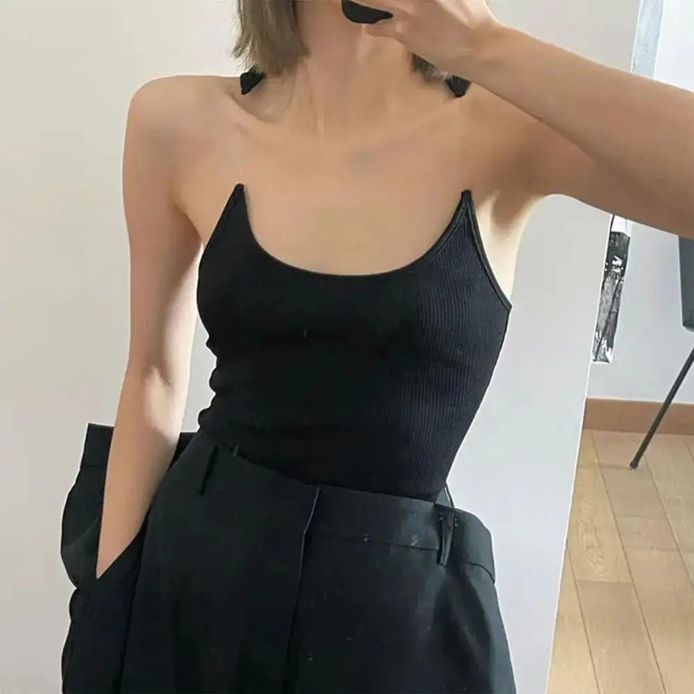 جديد لينة مثير كبير U الرقبة سترة بلون الجلد ودية غير مرئية حزام بروتيل اليوغا الرياضة السفر حبال سترة