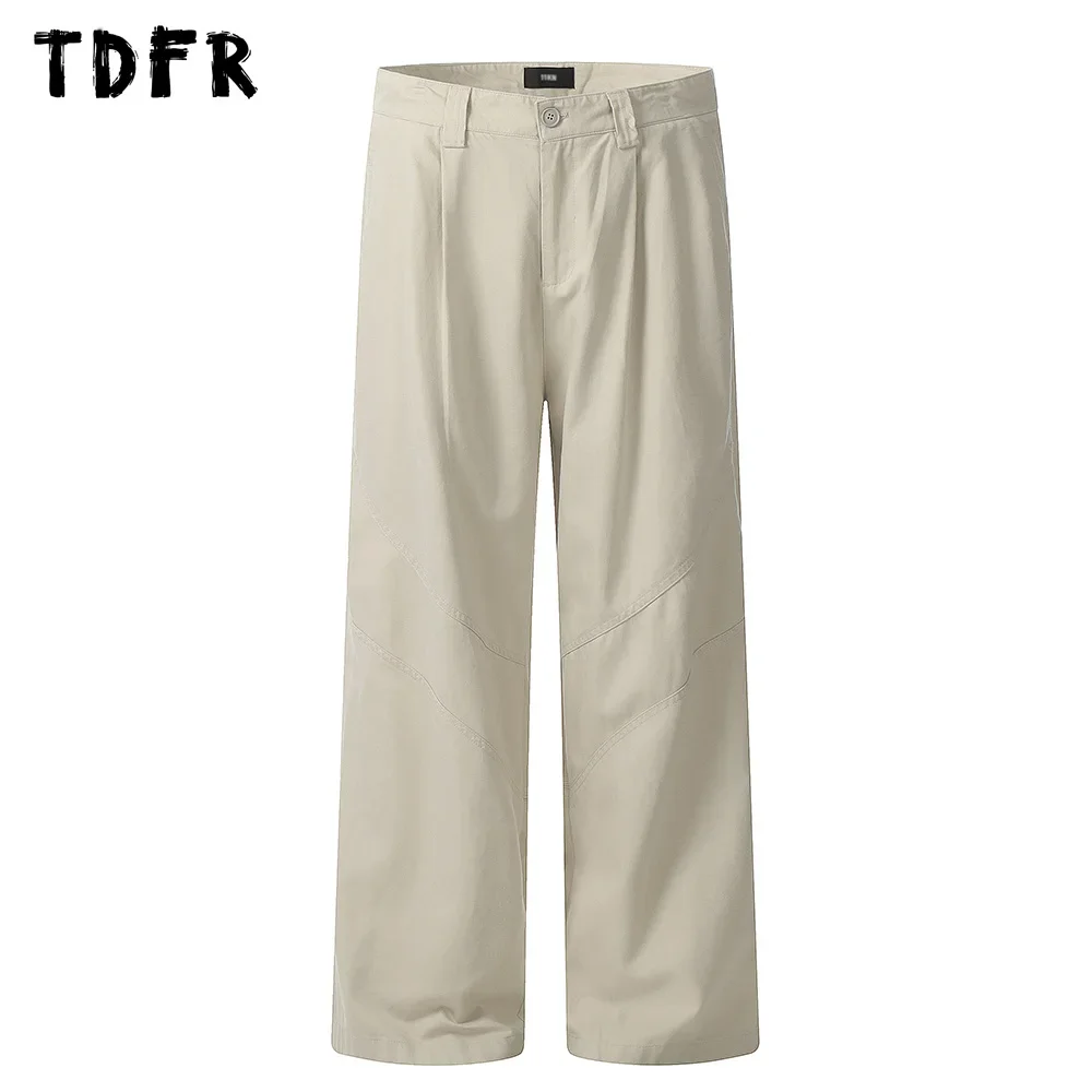 

Solid Color Spliced Casual Pants Mens Streetwear Streetwear Loose Straight-leg Wide Leg Pants Men Trousers