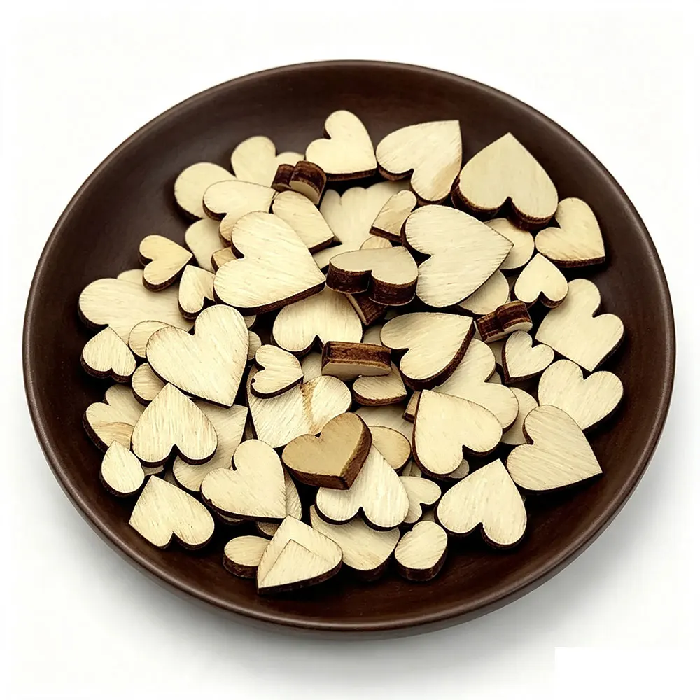 600PCS 6/8/10/12MM Wooden Love Heart Shape Mixed Sizes Table Scatter DIY Party Accessories Rustic Wedding Decorations Crafts