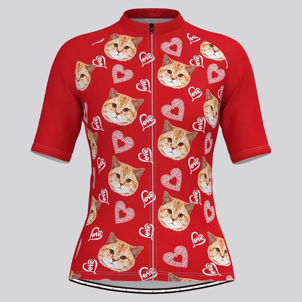 Lady Cycling Clothing Cartoon Cat Road Bike Jersey Summer Women Short Sleeve Shirt Female Bicycle Wear MTB Clothes Ropa Ciclismo