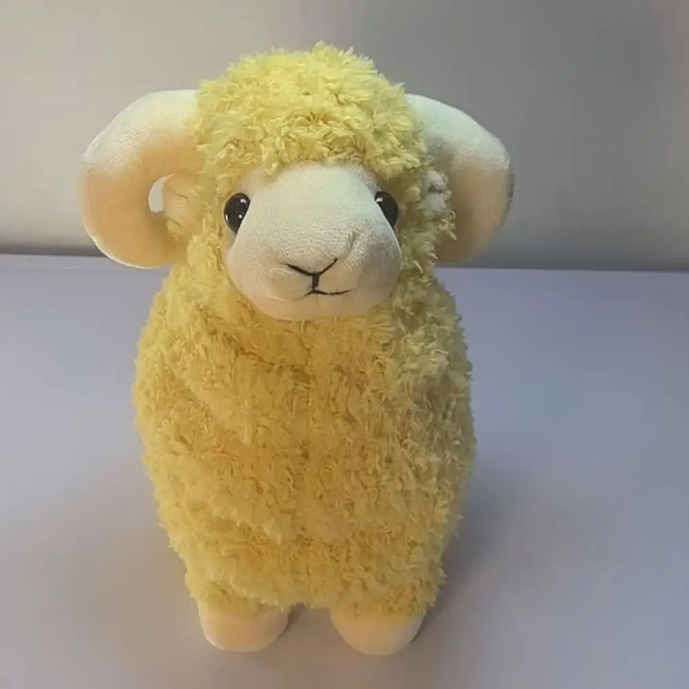 Peluche de oveja de juguete con cuernos grandes para bebé, muñeco de peluche de cabra de 25/35cm, juguetes de peluche de oveja de algodón PP, llavero de cabra esponjoso para bebé