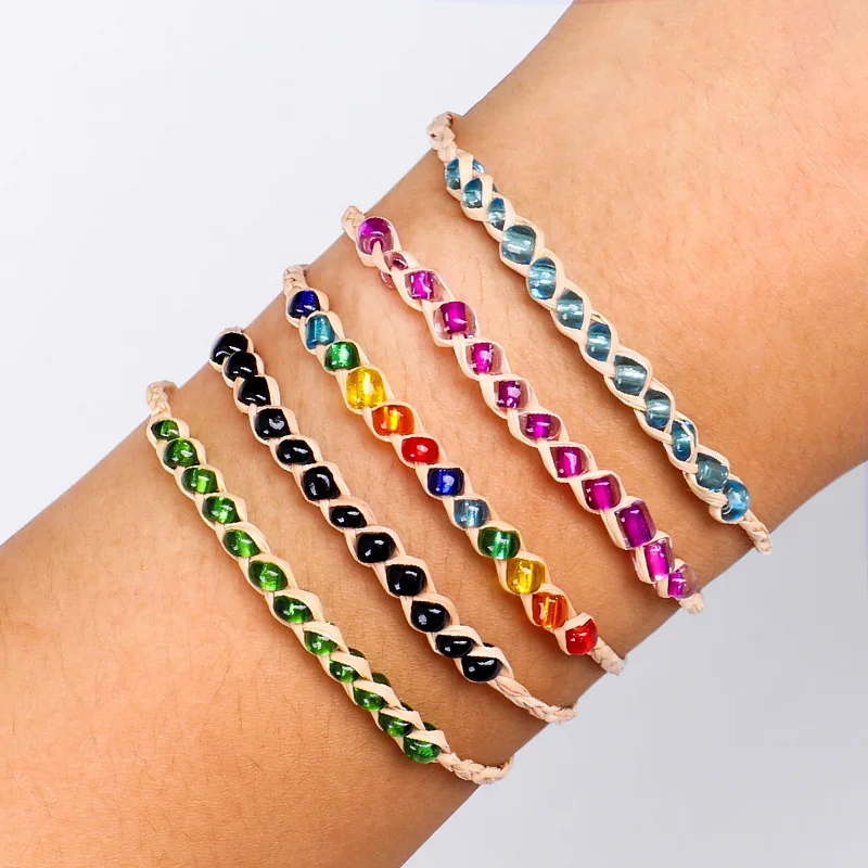 Bohemian Colorful Rattan Bead Bracelet for Women Ethnic Handmade Hand Woven Friendship Stacking Bracelet Charm Party Jewelry