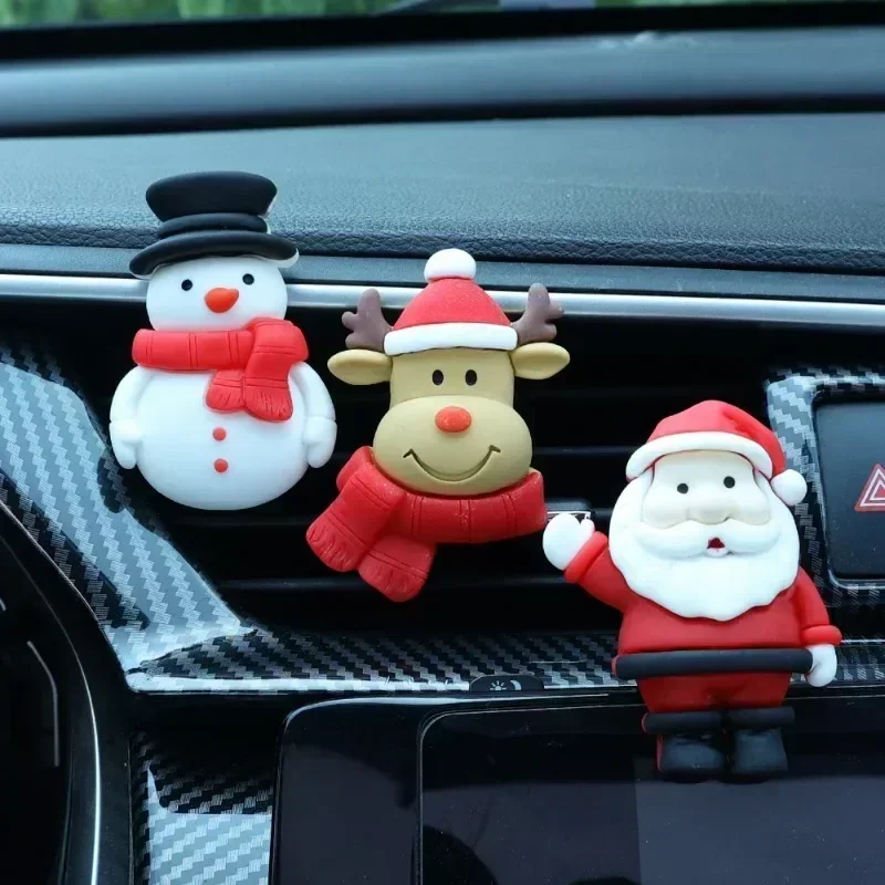 Car Air Outlet Fragrant Clips 3D Christmas Santa Claus Elk Bell Resin Aromatherapy Clip Auto Interior Decoration Accessories