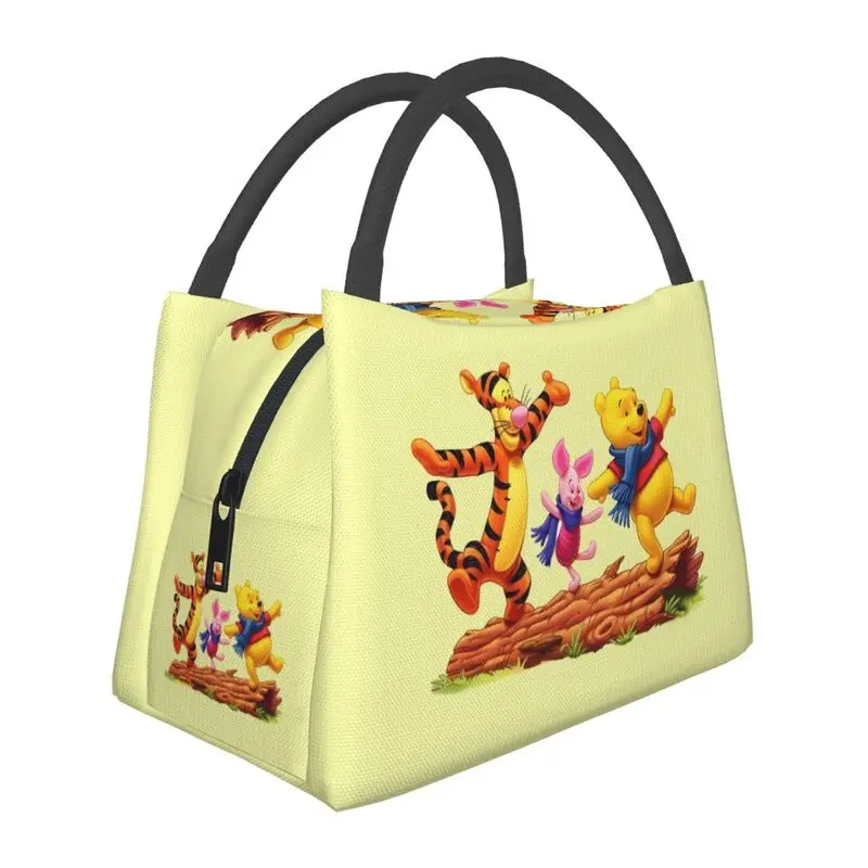 

Funny Cartoon Winnie The Pooh Insulated Lunch Bag for Camping Travel Resuable Thermal Cooler Bento Box Women