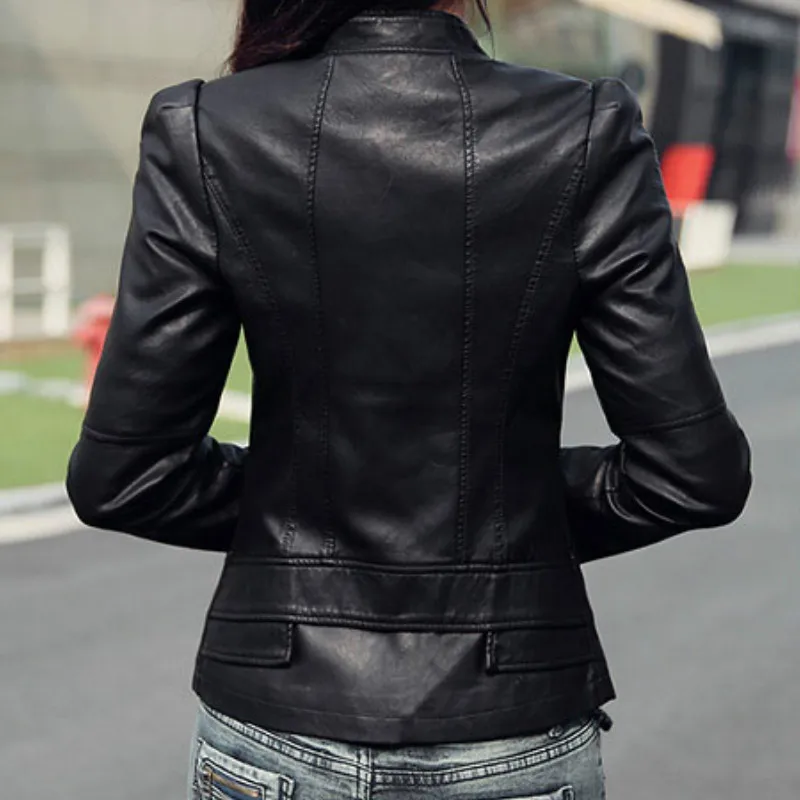 VOLALO Moto Coat 2024 Spring Winter Women Short Slim Cool Lady PU Leather Jackets Sweet Female Zipper Faux Femme Outwear