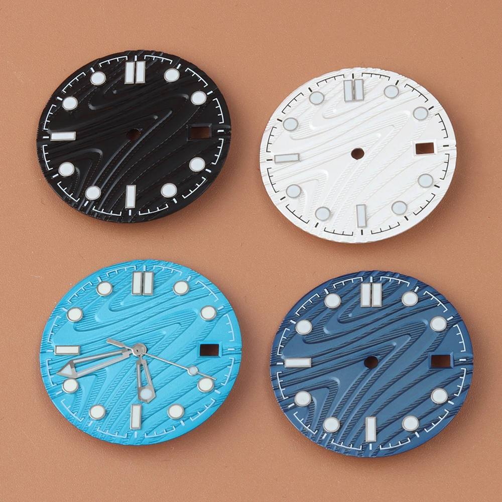 

NH35 Blue/White Dial fit Seamaster 300 Watch Dial Hands Green Luminous Men's Watch Modified Parts Fit for NH35 NH36 Movement